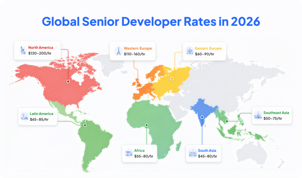 Quick Snapshot Dedicated Developer Hourly Rates by Region in 2026